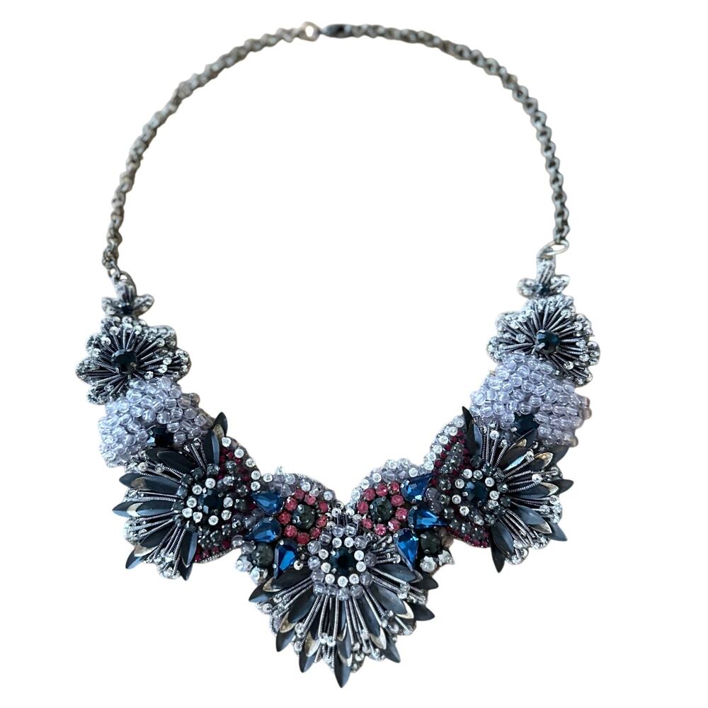 Deepa Gurnani necklace handmade artisan designer bib beaded embroidered metal